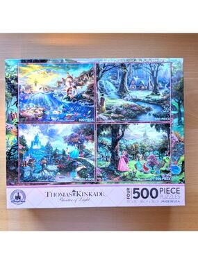 THOMAS KINKADE Disney Dreams Four 500 Piece Jigsaw Puzzle Set NEW